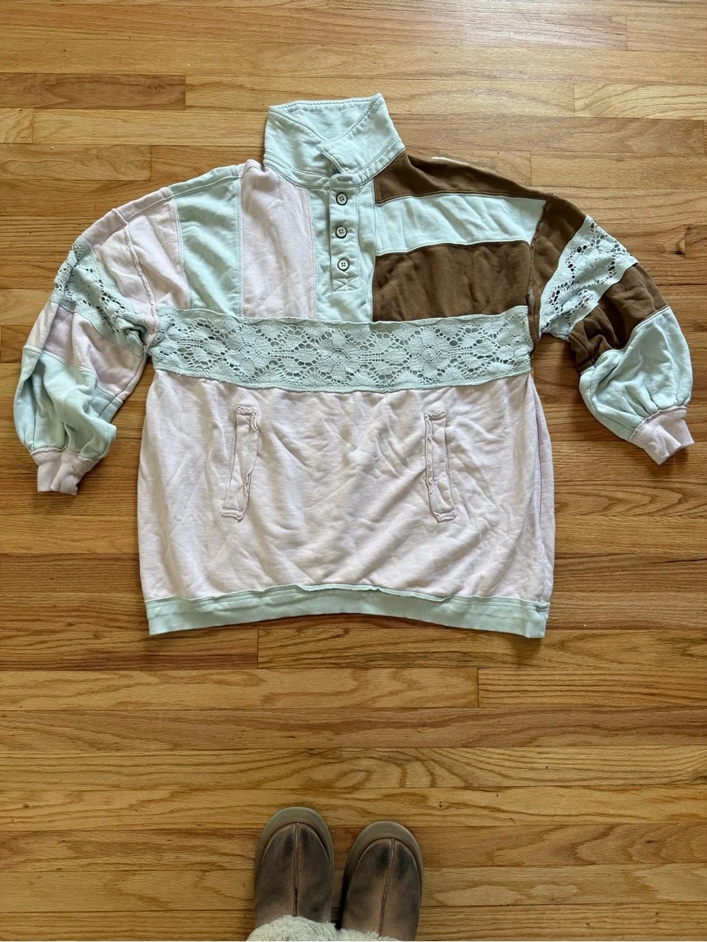 Free People We The Free American Dream Polo in Mint Combo S - Picture 5 of 9